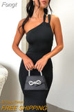 Sexy Black Maxi Dress One Shoulder Sleeveless Pleated Long Summer Dress Elegant Party Evening Porm Dresses for