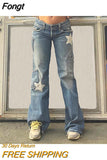 retro washed old five-pointed star printed dirty jeans with asymmetric stitching high waist straight tube y2k hem