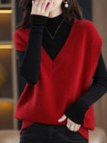 Fongt New Hot Style V-Collar Spring And Autumn Outside Wear Horse Clip Sweater Vest Spring Soft Waxy Knit Vest Vest Female-Outfit