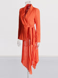 Personality Trend High-End Suit Suit 2025 New Splicing 100 Folds Irregular Hem With A Suit Jacket Woman