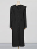 Fongt New Temperament Splicing Long Sleeve Single Row Buckle Long Loose Thin Senior Design Wind Coat Women's Autumn