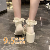 Fongt Thick And Mary Jane Women's Shoes 2025 Spring New Small Man With Bows And Skirts Small Leather Shoes