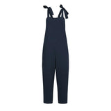 Solid Pockets Overalls Cotton Soft Sleeveless Casual Jumpsuits ZANZEA Women Bib Cargo Pants Lace Up