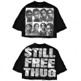 Fongt Cool Boy New English Before And After Printing 毛棉 Five-Sleeved T-Shirt Round Collar Top