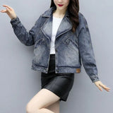 Fongt 2024 New Korean Version Of Temperament Denim Coat Female Student Fashion Versatile Korean Version Ins Tide Web Red Trend-Outfit