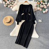 Fongt And Winter New French Knitted Set Of Lotus Lantern Long-Sleeved Tops Two Sets Of Women