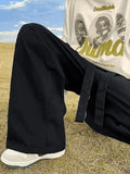 Men's Strap Detail Pocket Loose Cargo Pants-Outfit