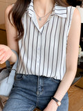 Women Shirts Summer Vest Womens Tops Chiffon Blouses for Women Sleeveless Fashion Clothes Woman Basic White Blouse