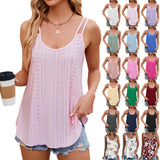 / Summer 2024 New Solid Color Round Collared Sleeveless Sling Vest Top-Outfit
