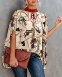 New Women's Fashion Round Collar Loose Bat Sleeve Round Collar Shirt-Outfit