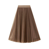 Fongt Fairy Atmosphere Swing Net Yarn Half-Dress Woman 2025 Spring Thin And Flowing Medium Long Folded Dress D9802