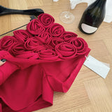 High Waist Three-Dimensional Rose Shorts-Outfit