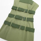 Spring Style Tooling Belt Vest Skirt Short Dress 5427301-Outfit
