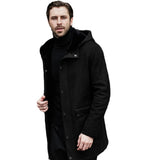 Fongt Long Jacket Fur One-Piece Velvet Jacket Multi-Grain Hooded Men's Coat