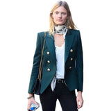 QUALITY Newest 2022 Baroque Designer Blazer Women's Metal Lion Buttons Double Breasted Blazer Jacket Size S-XXXL Dark