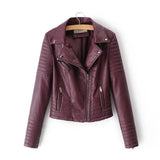Women's Jacket Jacket 2023 Spring And Autumn New Lapel Zipper Short Slim Leather Fashion-Outfit