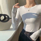 S-3XL Autumn Spring Soft Modal T-shirt Girls O-neck Full Sleeve Basic Tops Lady Solid Color Tees Classic Clothing For Women-Outfit