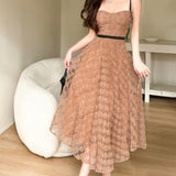 Fongt High-End Dress Dress 2025 Summer Light Luxury Famous Waist Thin Three-Dimensional Flower Hanging Skirt