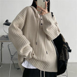 Wind Sweet Retro Hooded Knitted Sweater Women's Autumn And Winter 2024 New Loose Board Pullover-Outfit