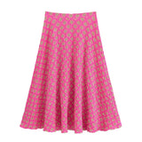 Fongt Summer New Women's Printed V-Neck Sleeveless Vest High-Waisted Midi Skirt Suit