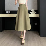 Skirt Female 2024 New High Waist Suit Skirt Splsplicing Splicing Crotch Show Thin Long Skirt-Outfit
