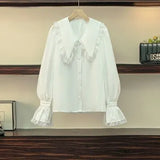Women Autumn Sweet Straps dress two-piece set Korean Peter Pan Collar White Blouse+Spaghetti Dresses Two Piece