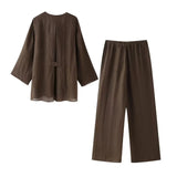 Spring Kimono Cross Coat 6078572 Casual Pants 5057572-Outfit