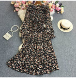 Fongt And Autumn Gentle Wind Korean Version Of Sweet Round Collar Lote Side To Receive Waist Thin A Word Broken Flower Chiffon Dress Woman