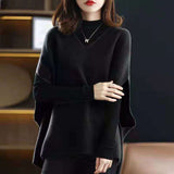Fongt And Winter New Solid Color Simple Loose Bat Sleeve Jacket Temperament Soft Waxy Sweater Vest V-Neck Knit Vest Female-Outfit