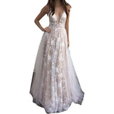 Fongt Summer New Women's Dress Sexy Lace Lace Deep V Sleeveless Evening