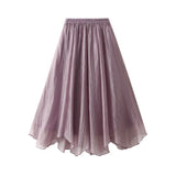 Fongt A Word Half-Dress Woman 2025 New Medium Long Gentle Fairy Yarn Skirt Wave Hem 2139
