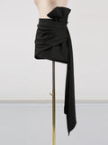 Fongt Half-Dress Woman 2025 Summer New Fashion Bow Ribbon Design Folds Low-Waist