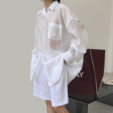 Casual Shirt For Women Lapel Collar Long Sleeve Minimalist One Size Loose Shirts Female 2020 Summer Clothes