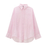 New Loose Striped Casual Shirt 0881072-Outfit
