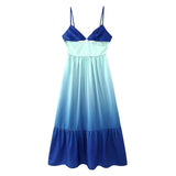 Fongt Women's Clothing 2025 Summer New Sexy Wind Gradient Dress High Waist Folds And Sleeveless Sling Dress