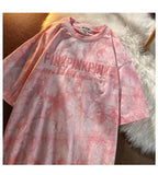 Fongt Top Embroidered Letters Lovers Girlfriends Short-Sleeved T-Shirt Female 2023 Summer Loose Student Top Women's