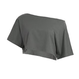 Fongt Street Style Languid Shoulders Loose Simple Leisure Long-Sleeved Shawl Hottie Umbilical Thin Top