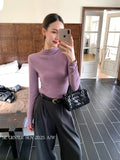 Fongt Xixi 2025 Autumn New White Standard Long-Sleeved High-Neck Knitted Top Sweater Female 89608