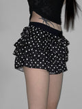 Fongt Girl Wind Reduction Wave Point Print Low-Waist Cake Short Skirt Babes Simple Body Dress Skirt
