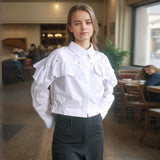 Fongt Shirt 2025 Autumn New Fashion Niche Splicing Lote Side High-Sensing Sexy Short Shirt Woman Trend