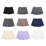 New Wide-Pleated Solid Color Fashionable Short Skirt 7385524-Outfit