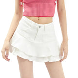 Fashion Women Ruffles Denim Skirt Sexy High Waist Ball Gown A Line Mini Skirts Summer New Preppy Style Korean Female