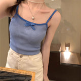 Bow Knitted Vest Sling Female 2025 Summer New Bottom Set Thin Chic Top