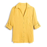 2021 Women Basic Solid Cotton Blouse Long Sleeve Chic Female Office Lady Shirt Blusas Femininas