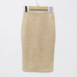 Fongt Skirt Solid Color Split Deer Skin Velvet Skirt High Purse Hip Thin Versatile Skirt-Outfit