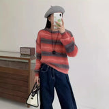 Gradual Round-Neck Pullover Girl Autumn And Winter New French Retro Lazy Loose Soft Waxy Sweater-Outfit