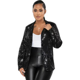 Fongt New Women's Casual Sequin Suit Jacket-Outfit
