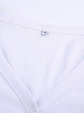 Ribbed Long Sleeve Button Crop Top-Outfit