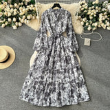 Fongt Fragile Chiffon Dress Women's Autumn Dress New Over-Knee Dress Gentle Wind-Float Mid-Floive Mid-Flouse Fairy Dress