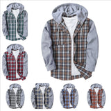 Fongt Woven Lattice Men's Shirt 2025 Bumpy Long-Sleeved Cardigan Hooded Multi-Color Multi-Code Fast Selling